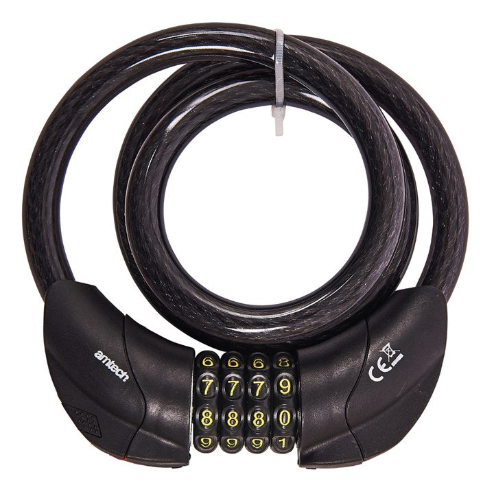 Amtech 900mm (35") x 12mm security cable with built-in LED combination lock T1835