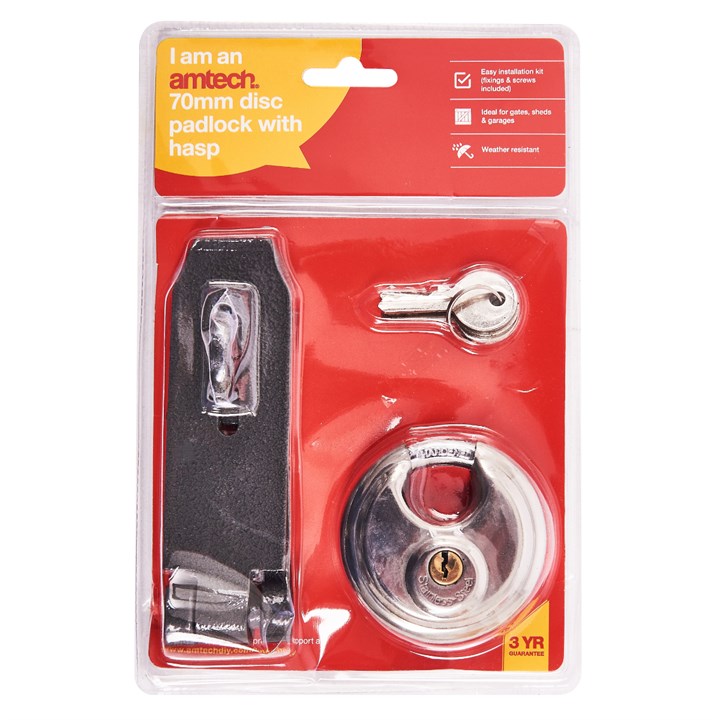 Amtech 70mm weather resistant disc padlock set T2150