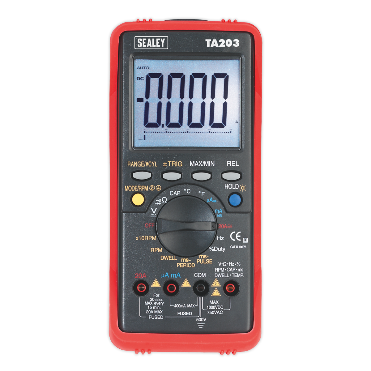 Sealey 15-Function Digital Automotive Multimeter with Bar Graph/PC Link TA203