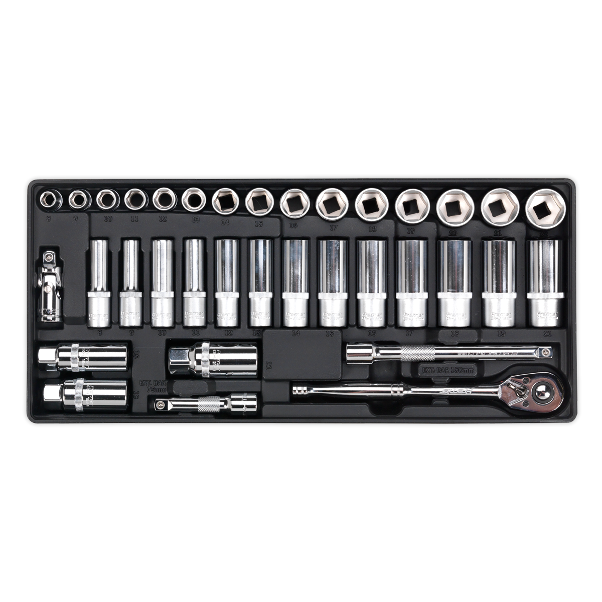 Sealey 35pc 3/8"Sq Drive Socket Set with Tool Tray TBT20