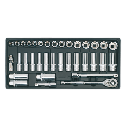 Sealey 35pc 3/8"Sq Drive Socket Set with Tool Tray TBT20
