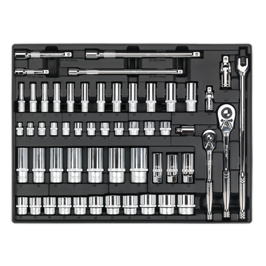 Sealey 55pc 3/8" & 1/2"Sq Drive Socket Set with Tool Tray TBT31
