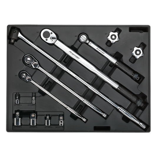 Sealey 13pc Ratchet, Torque Wrench, Breaker Bar & Socket Adaptor Set with Tool Tray TBT32