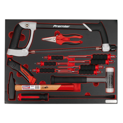 Sealey 13pc Hacksaw, Hammers & Punch Kit with Tool Tray TBTP06EU