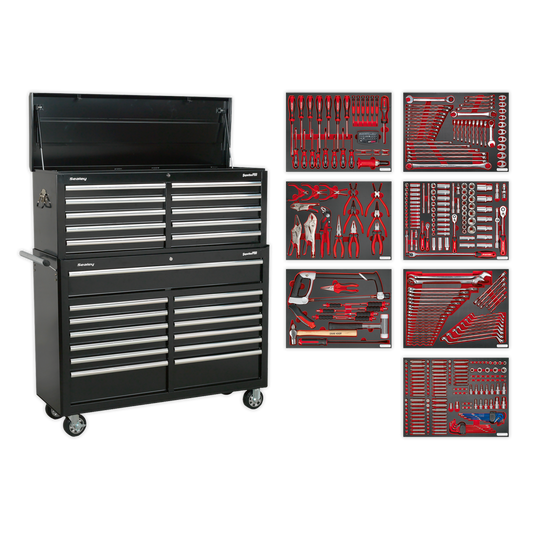 Sealey Tool Chest Combination 23 Drawer with Ball-Bearing Slides - Black with 446pc Tool Kit TBTPBCOMBO4