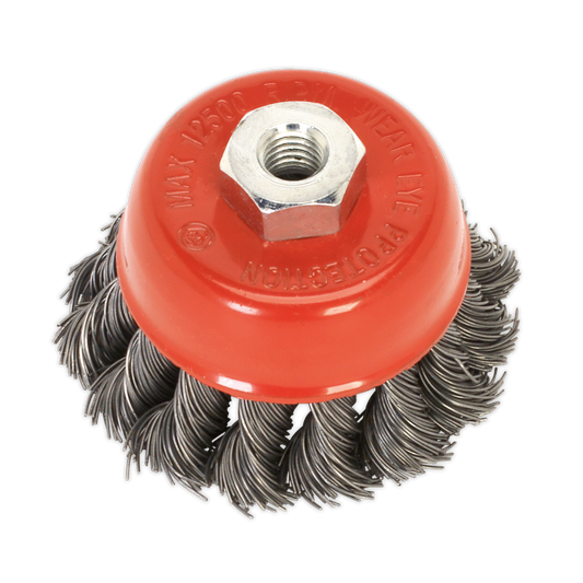 Sealey Ø65mm Twist Knot Wire Cup Brush M14 x 2mm TKCB651