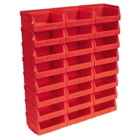 Sealey Plastic Storage Bin 105 x 85 x 55mm - Red - Pack of 24 TPS124R