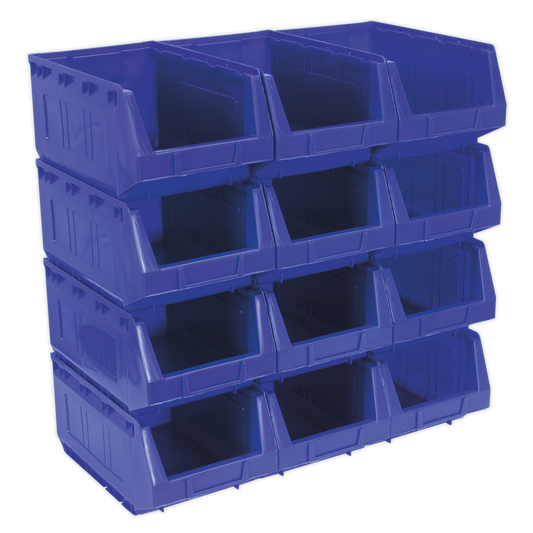 Sealey Plastic Storage Bin 210 x 355 x 165mm - Blue - Pack of 12 TPS412B