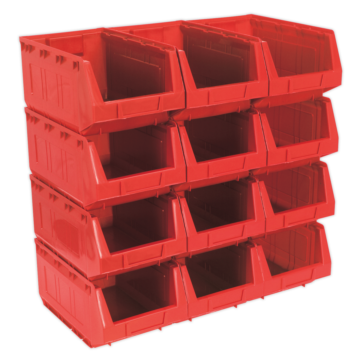 Sealey Plastic Storage Bin 210 x 355 x 165mm - Red - Pack of 12 TPS412R