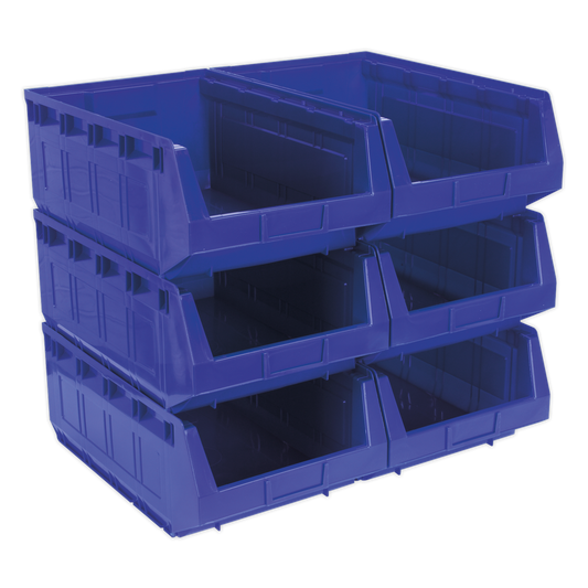 Sealey Plastic Storage Bin 310 x 500 x 190mm - Blue - Pack of 6 TPS56B