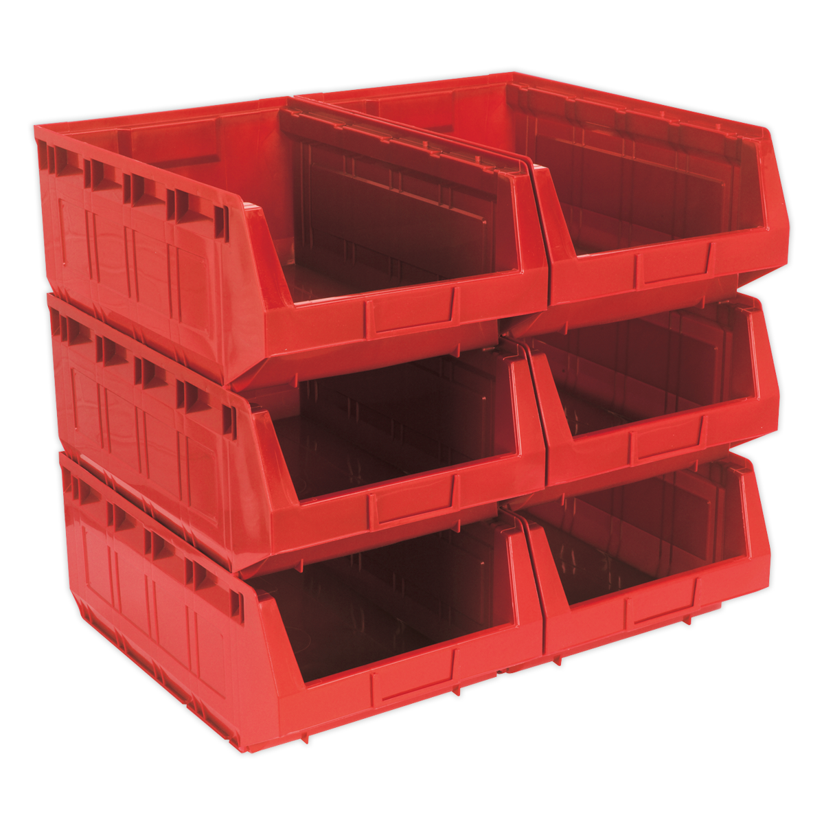 Sealey Plastic Storage Bin 310 x 500 x 190mm - Red - Pack of 6 TPS56R