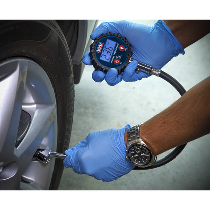 Sealey Digital Tyre Pressure Gauge with Twin Push-On Connector TST003