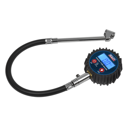 Sealey Digital Tyre Pressure Gauge with Twin Push-On Connector TST003
