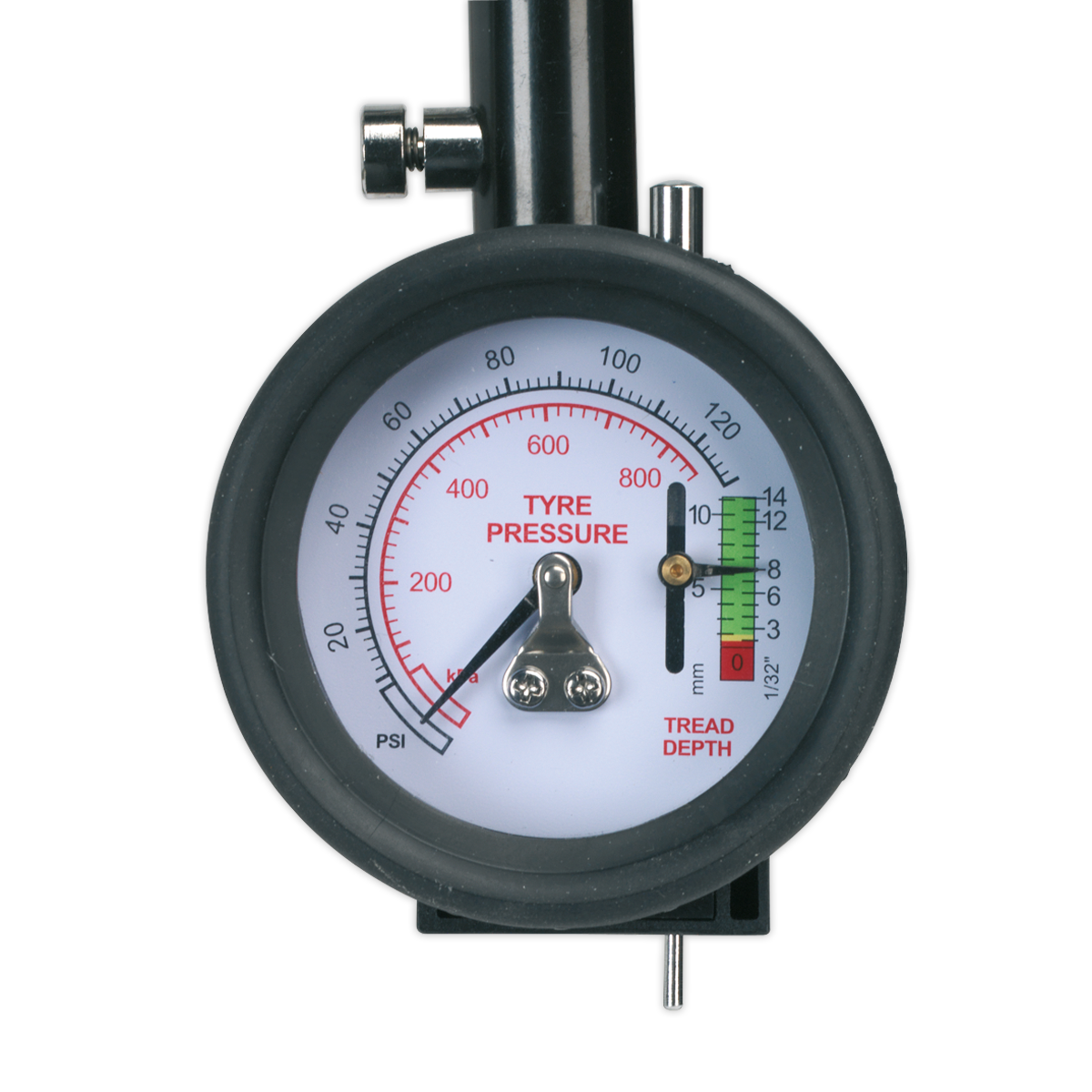 Sealey Tyre Pressure & Tread Depth Gauge with Flexible Hose TSTPDG02