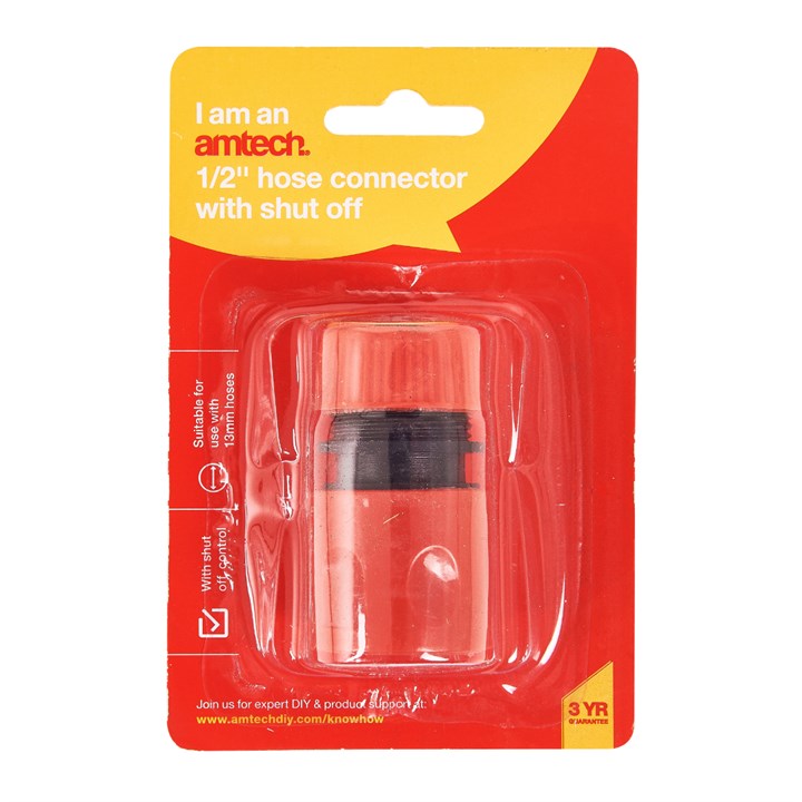 Amtech 13mm (1/2") Hose connector with shut off U2400