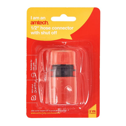 Amtech 13mm (1/2") Hose connector with shut off U2400