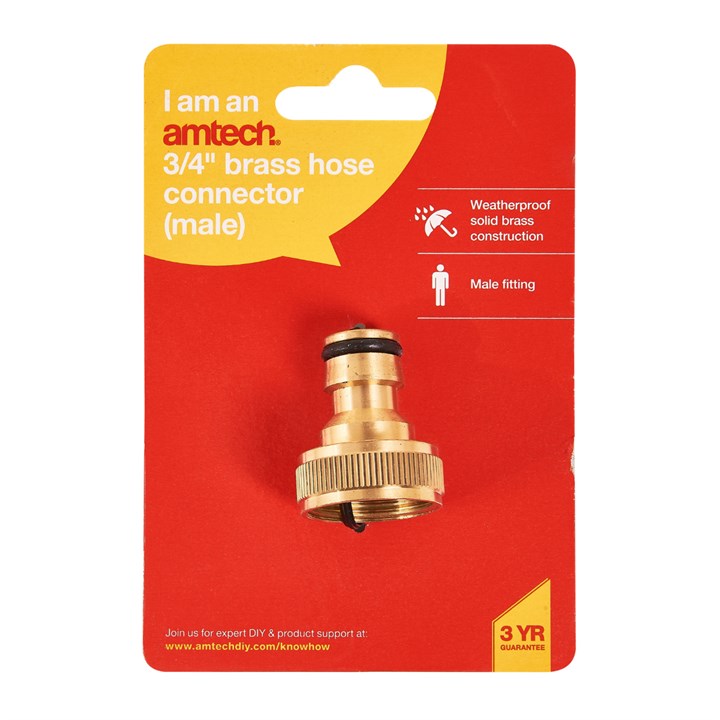 Amtech 19mm (3/4") Brass hose connector - male U2515