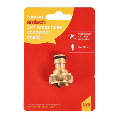 Amtech 19mm (3/4") Brass hose connector - male U2515