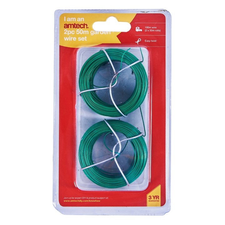 Amtech 2 piece 50m plastic coated garden wire set U4200