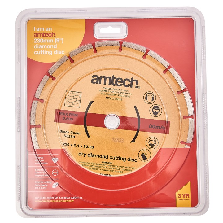 Amtech 230mm (9") Segmented diamond cutting disc V0250