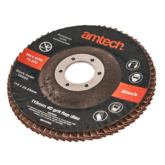 Amtech 115mm 40 grit flap disc V0290