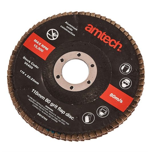 Amtech 115mm 80 grit flap disc V0400