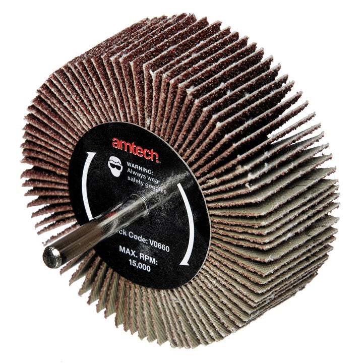 Amtech 80 x 30mm 60 grit abrasive flap wheel V0660