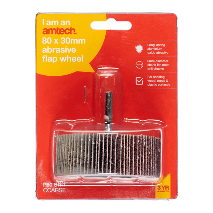 Amtech 80 x 30mm 60 grit abrasive flap wheel V0660