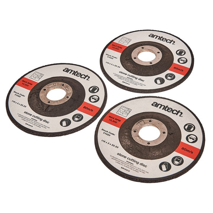 Amtech 3 Piece 115mm stone cutting disc set V1020