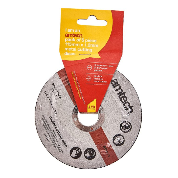 Amtech 5 Piece 115mm (4.5") Metal cutting disc set V1042