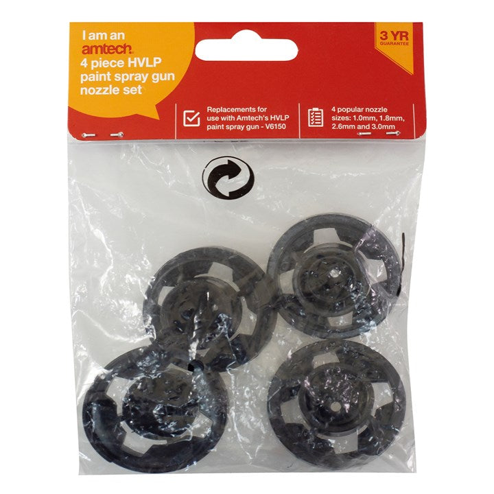 Amtech 4 Piece HVLP paint spray gun nozzle set V5020