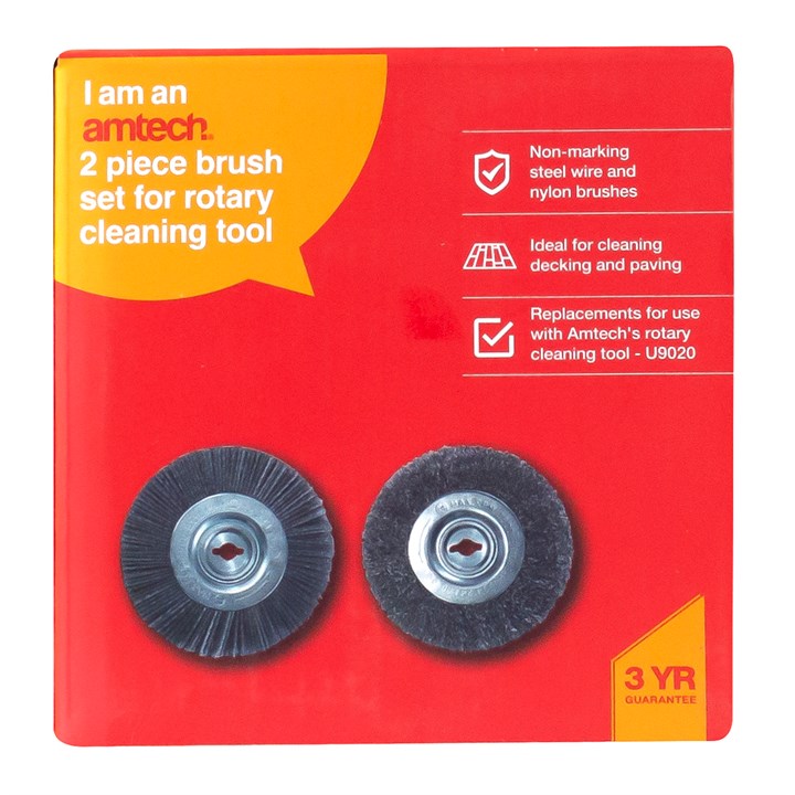 Amtech 2 Piece brush set for rotary cleaning tool V5050