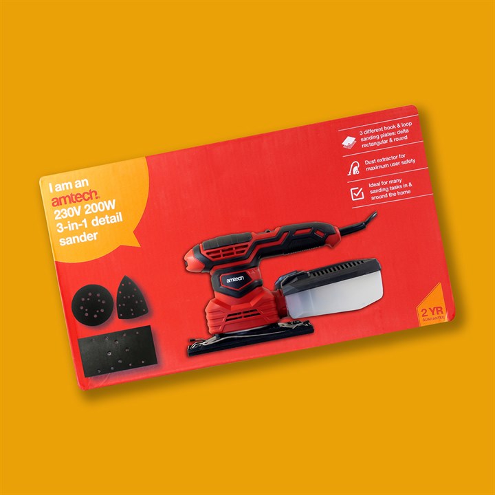 Amtech 230V 200W 3-in-1 detail sander V6115