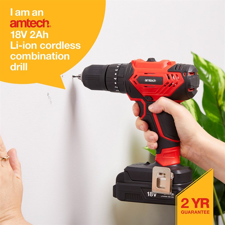 Amtech 18V 2Ah Li-ion cordless combi drill V6610