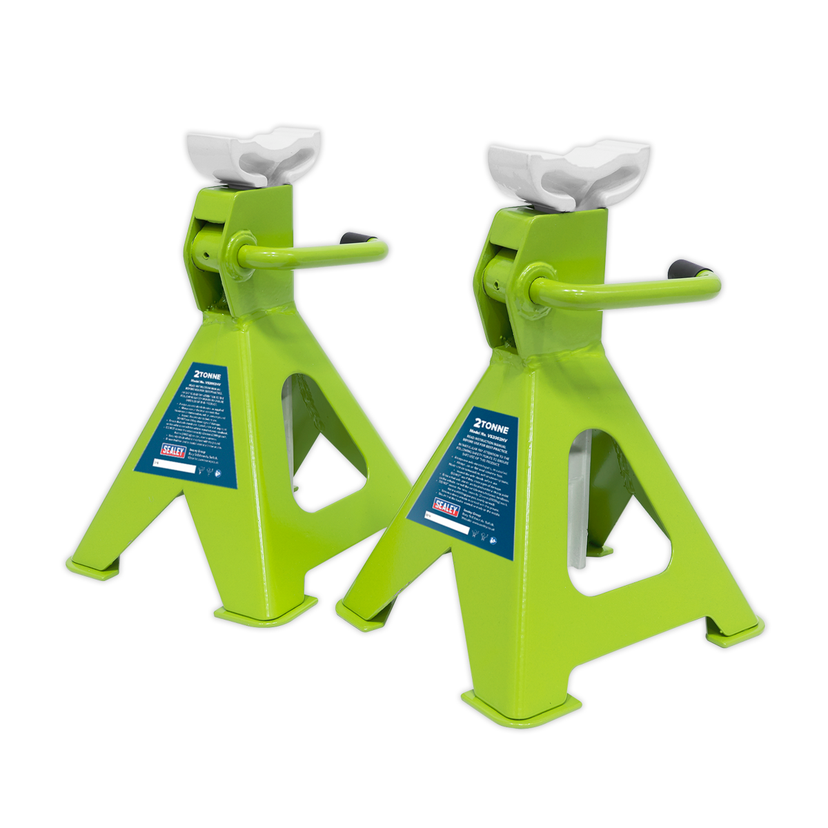 Sealey Ratchet Type Axle Stands (Pair) 2tonne Capacity per Stand - Hi-Vis Green VS2002HV