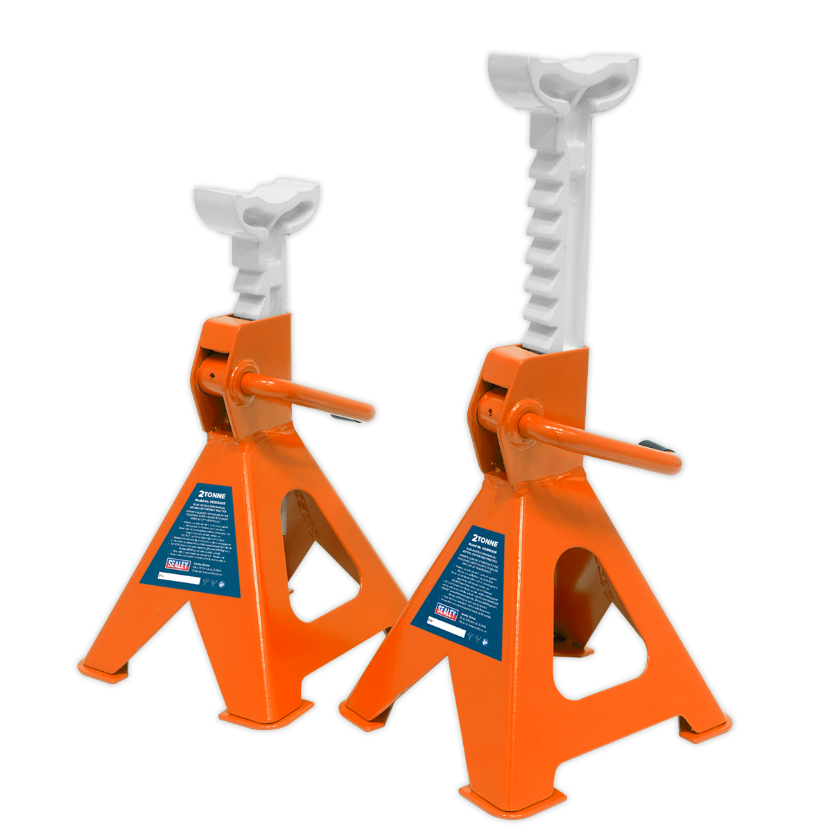 Sealey Ratchet Type Axle Stands (Pair) 2tonne Capacity per Stand - Orange VS2002OR