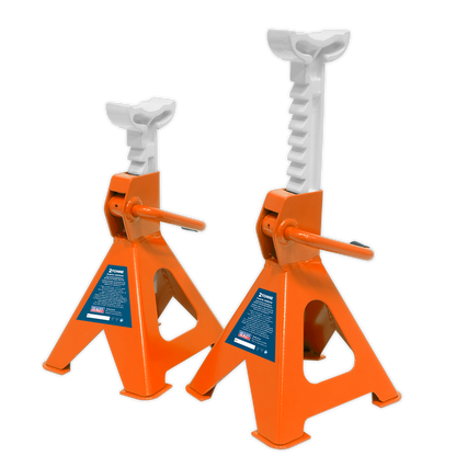 Sealey Ratchet Type Axle Stands (Pair) 2tonne Capacity per Stand - Orange VS2002OR