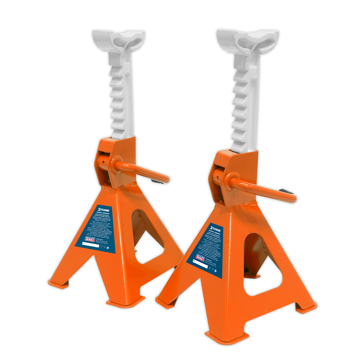 Sealey Ratchet Type Axle Stands (Pair) 2tonne Capacity per Stand - Orange VS2002OR