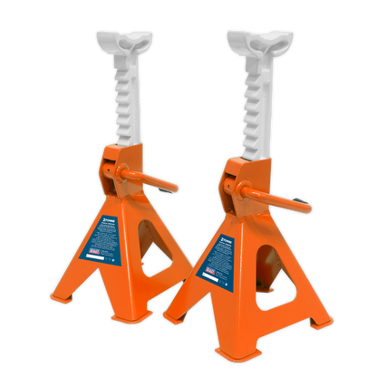 Sealey Ratchet Type Axle Stands (Pair) 2tonne Capacity per Stand - Orange VS2002OR
