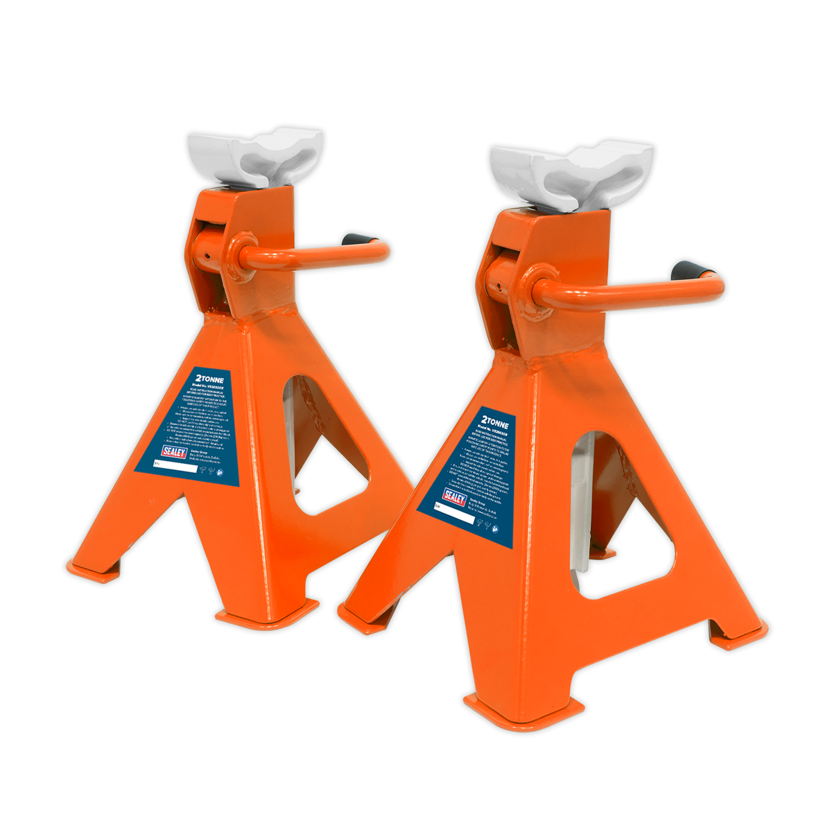 Sealey Ratchet Type Axle Stands (Pair) 2tonne Capacity per Stand - Orange VS2002OR