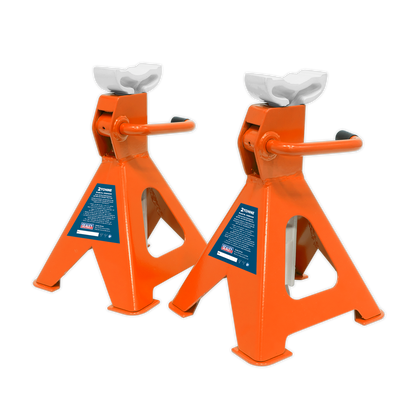 Sealey Ratchet Type Axle Stands (Pair) 2tonne Capacity per Stand - Orange VS2002OR