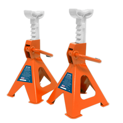 Sealey Ratchet Type Axle Stands (Pair) 2tonne Capacity per Stand - Orange VS2002OR