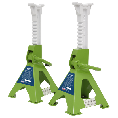 Sealey Ratchet Type Axle Stands (Pair) 3tonne Capacity per Stand - Hi-Vis Green VS2003HV