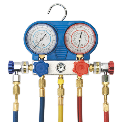 Sealey Air Conditioning System Manifold with Sight Glass VSAC002