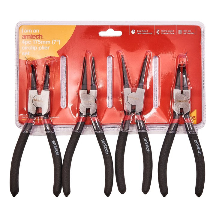 Amtech 4 piece 175mm (7") Pro circlip plier set W5890