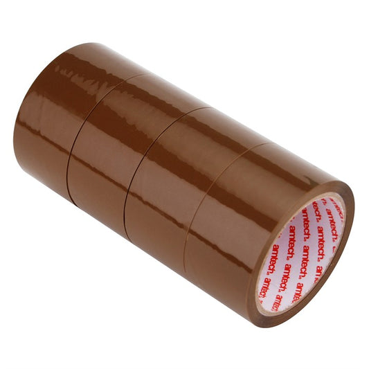 Amtech 4-Pack of brown packing tape (50m x 48mm) W8221
