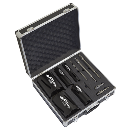 Sealey Diamond 5 Core Kit (Ø38, 52, 65, 117, 127mm Cores with Adaptors) WDCKIT5