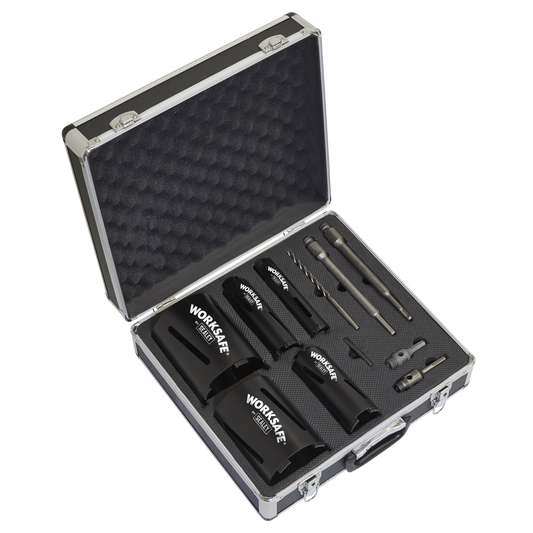 Sealey Diamond 5 Core Kit (Ø38, 52, 65, 117, 127mm Cores with Adaptors) WDCKIT5