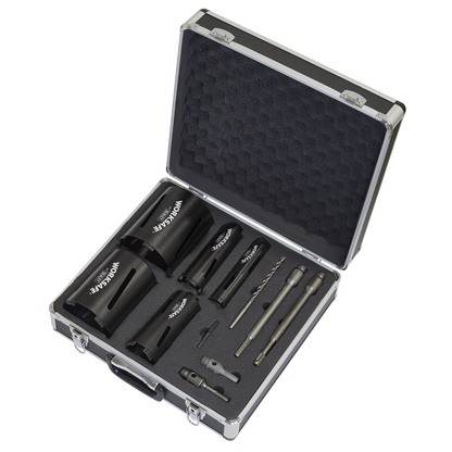 Sealey Diamond 5 Core Kit (Ø38, 52, 65, 117, 127mm Cores with Adaptors) WDCKIT5