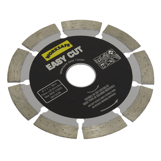 Sealey Ø115 x 22mm Silver Easy Cut Diamond Blade WDEC115
